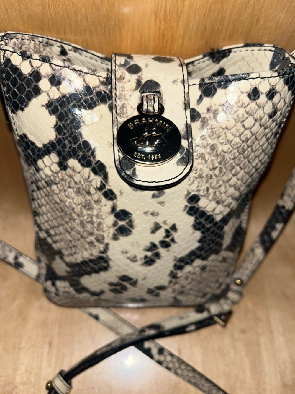 Brahmin Neutral Snake-Print Crossbody Bag